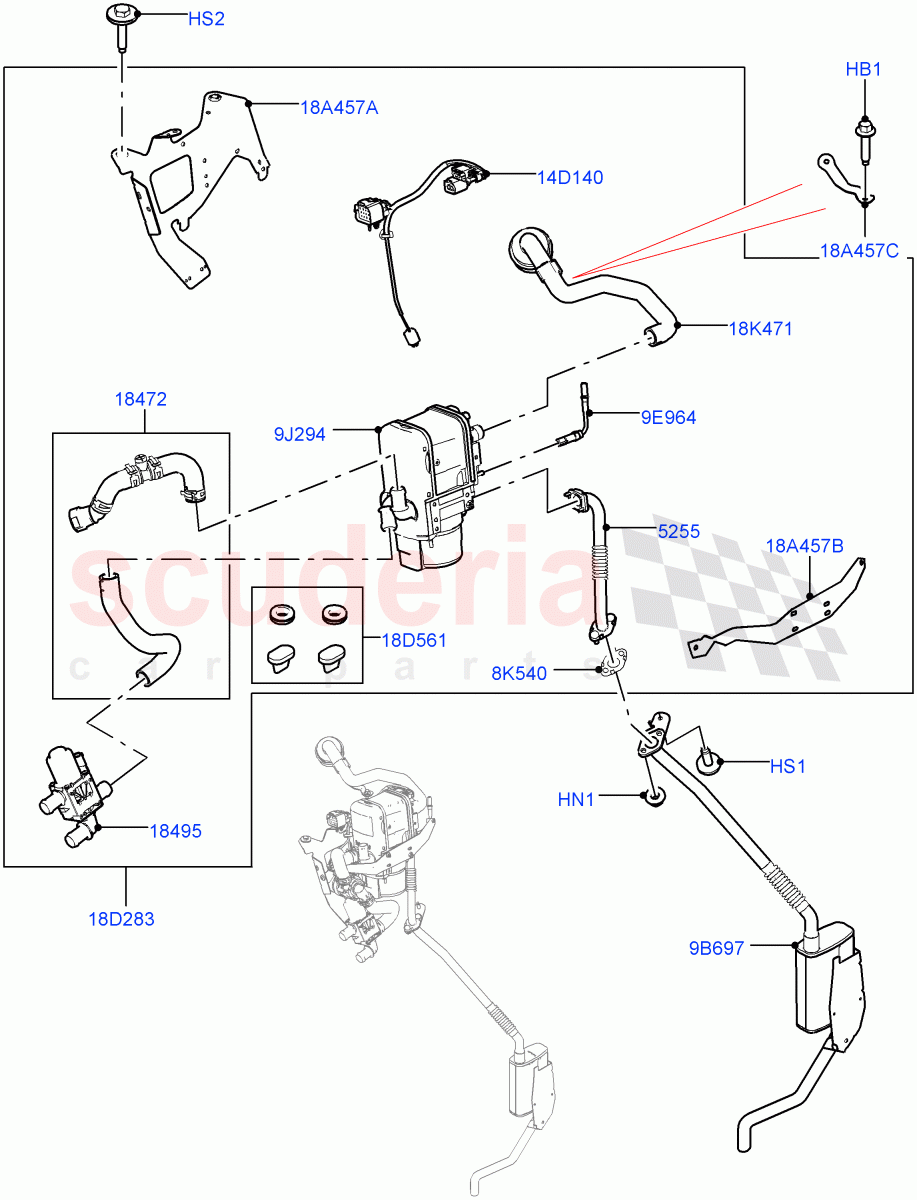 Auxiliary Fuel Fired Pre-Heater (Heater Components) (2.0L AJ200P Hi PHEV, With Fuel Fired Heater, Fuel Heater W/Pk Heat With Remote, Fuel Fired Heater With Park Heat) ((V) FROMJA000001) of Land Rover Land Rover Range Rover (2012-2021) [2.0 Turbo Petrol AJ200P]