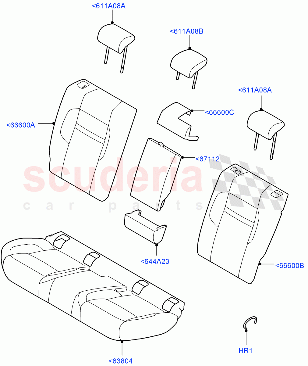 Rear Seat Covers(DIAMOND PERFORATED TAURUS PVCP,Changsu (China)) of Land Rover Land Rover Range Rover Evoque (2019+) [1.5 I3 Turbo Petrol AJ20P3]