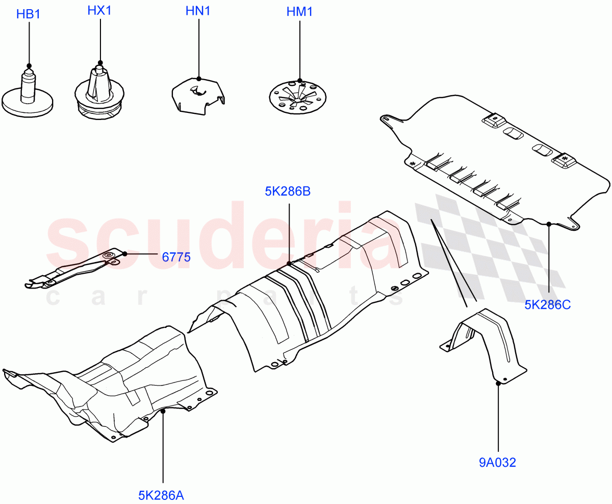 Heat Shields - Exhaust System (2.0L 16V TIVCT T/C 240PS Petrol, Changsu (China)) ((V) FROMEG000001) of Land Rover Land Rover Range Rover Evoque (2012-2018) [2.0 Turbo Petrol GTDI]