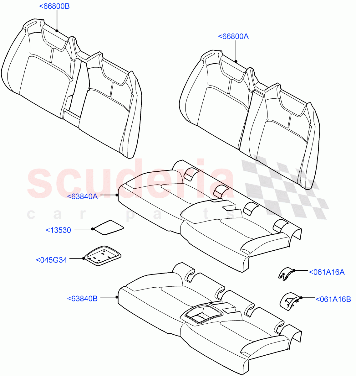 Rear Seat Pads/Valances & Heating(Halewood (UK),With 2 Rear Small Individual Seats)((V)FROMGH125984) of Land Rover Land Rover Range Rover Evoque (2012-2018) [2.0 Turbo Petrol AJ200P]