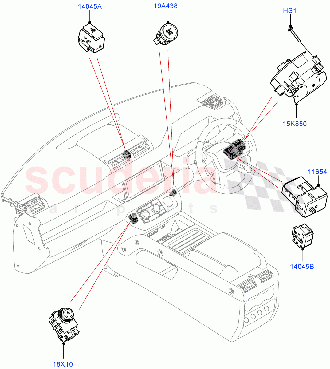 Switches (Facia And Console) of Land Rover Land Rover Defender (2020+) [5.0 OHC SGDI SC V8 Petrol]