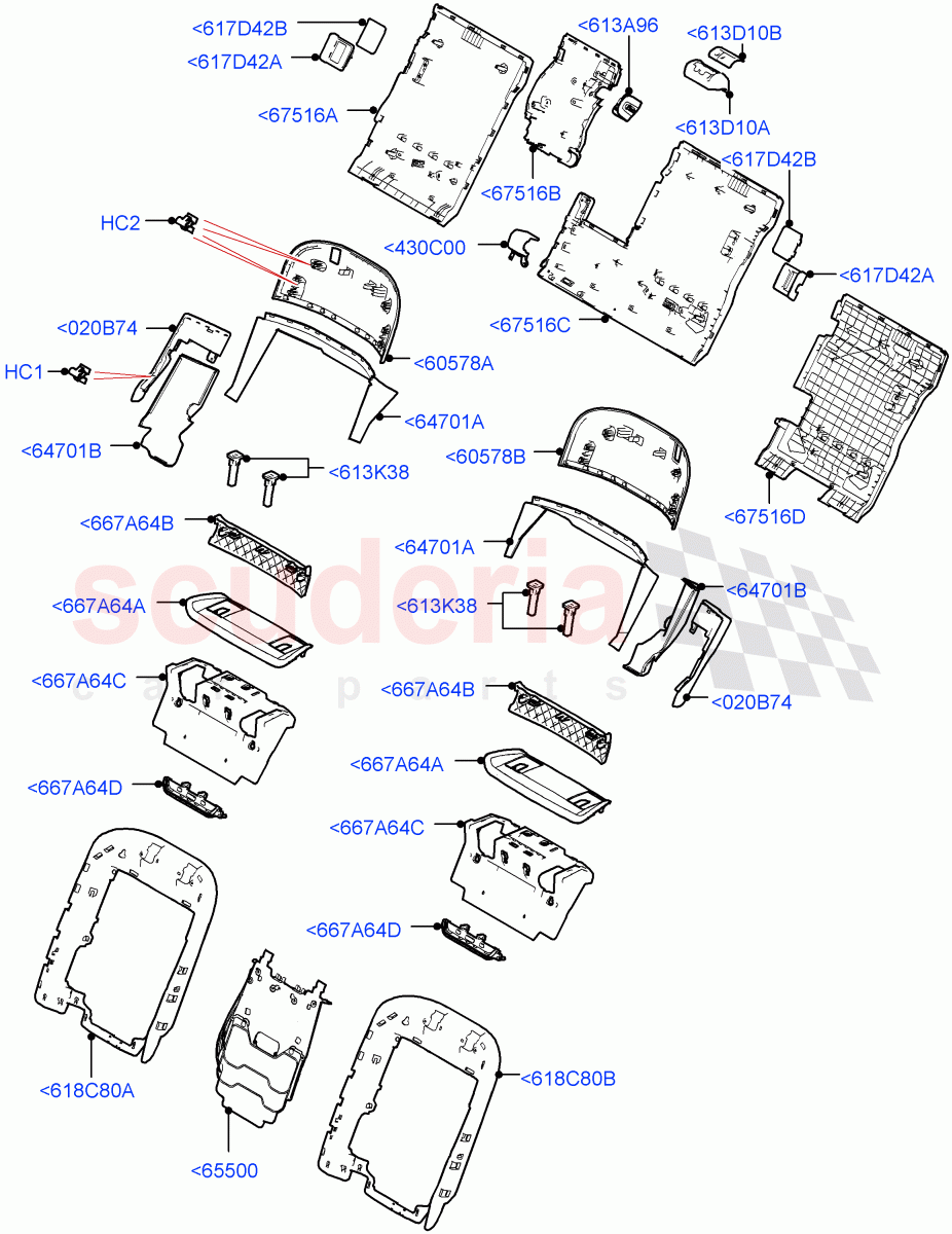 Rear Seat Back (40/20/40 Super Slouch Rear Seat, With 2 Rear Small Individual Seats) of Land Rover Land Rover Range Rover (2022+) [3.0 I6 Turbo Diesel AJ20D6]