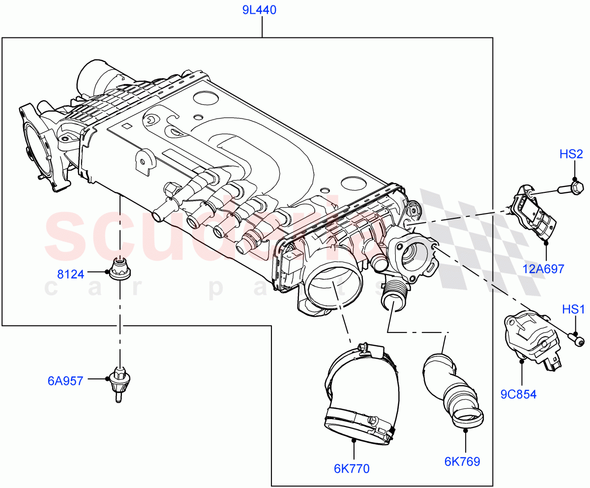 Intercooler/Air Ducts And Hoses (Nitra Plant Build) (3.0L AJ20P6 Petrol High) ((V) TOL2999999) of Land Rover Land Rover Defender (2020+) [3.0 I6 Turbo Petrol AJ20P6]