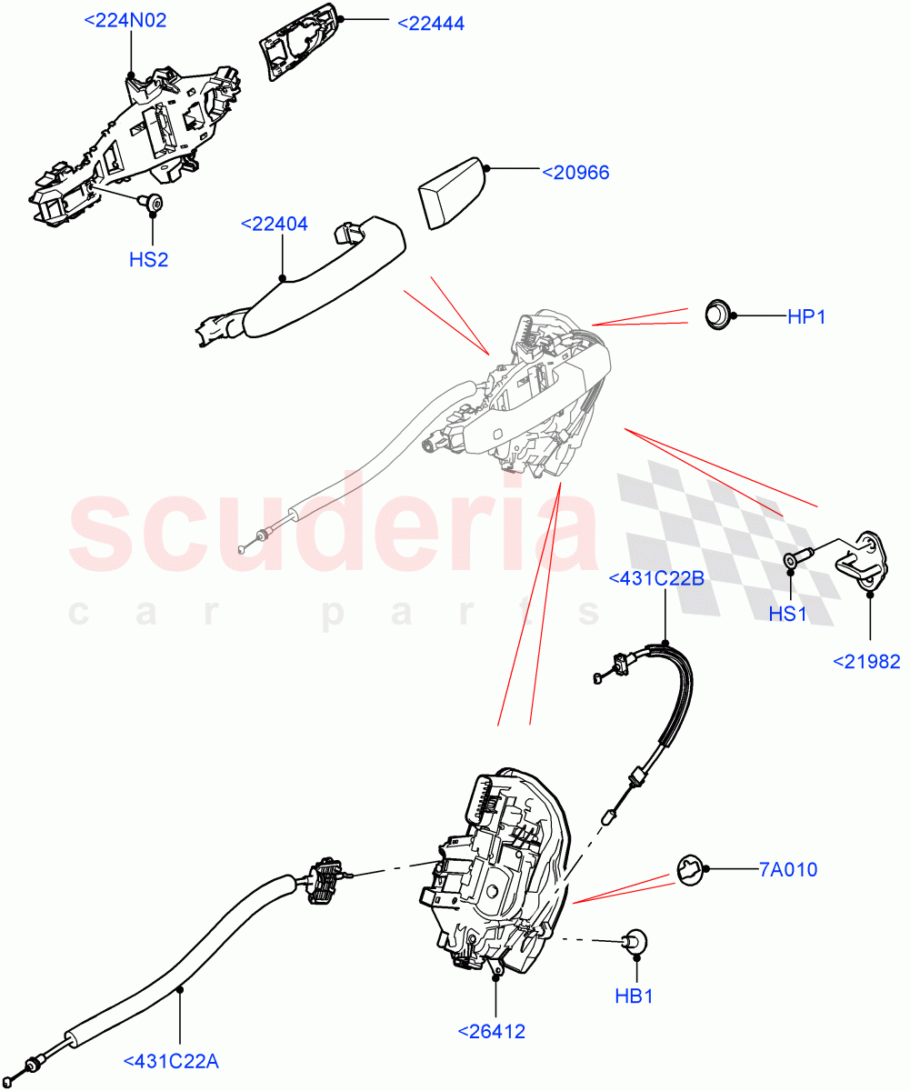 Rear Door Lock Controls (Long Wheelbase, Standard Wheelbase) ((V) FROMP2000001) of Land Rover Land Rover Defender (2020+) [5.0 OHC SGDI SC V8 Petrol]
