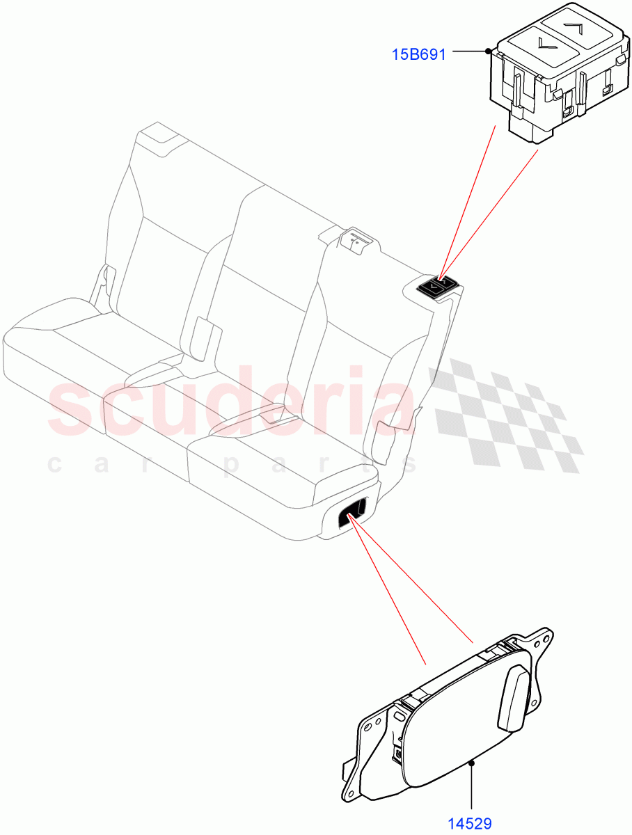 Switches (Nitra Plant Build, Rear Seats) (With Power Rear Seat Recliner) ((V) FROMK2000001) of Land Rover Land Rover Discovery 5 (2017+) [3.0 DOHC GDI SC V6 Petrol]