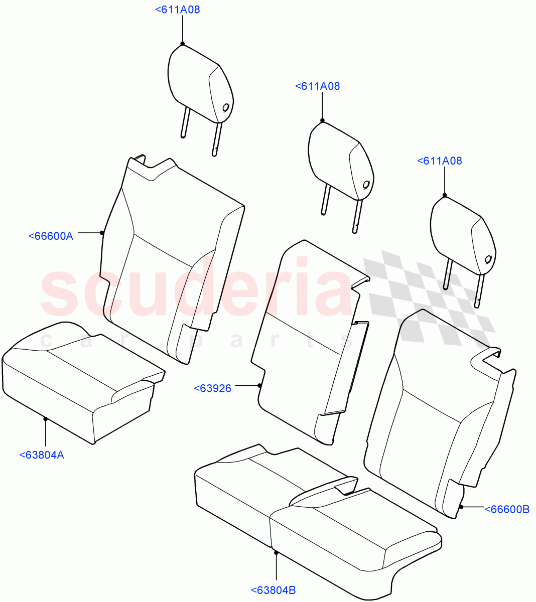 Rear Seat Covers(Solihull Plant Build)(Grained Cloth,Version - Core,60/40 Load Through With Slide)((V)FROMHA000001) of Land Rover Land Rover Discovery 5 (2017+) [3.0 I6 Turbo Diesel AJ20D6]