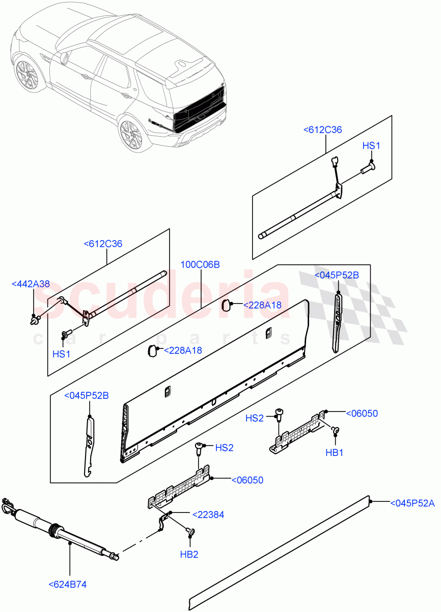 Load Compartment Trim (Power Deployable, Floor, Solihull Plant Build) (Inner Tailgate - Powered) ((V) FROMHA000001) of Land Rover Land Rover Discovery 5 (2017+) [3.0 I6 Turbo Diesel AJ20D6]