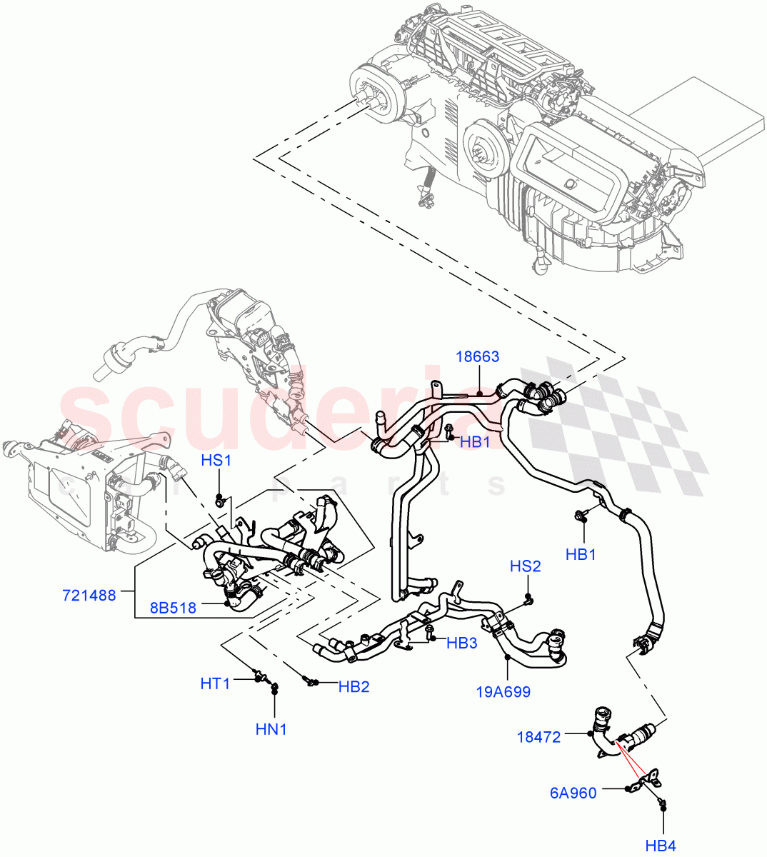 Heater Hoses(Front)(2.0L AJ200P Hi PHEV,Premium Air Conditioning-Front/Rear,Electric Engine Battery-PHEV)((V)FROMKA000001) of Land Rover Land Rover Range Rover Sport (2014+) [4.4 DOHC Diesel V8 DITC]