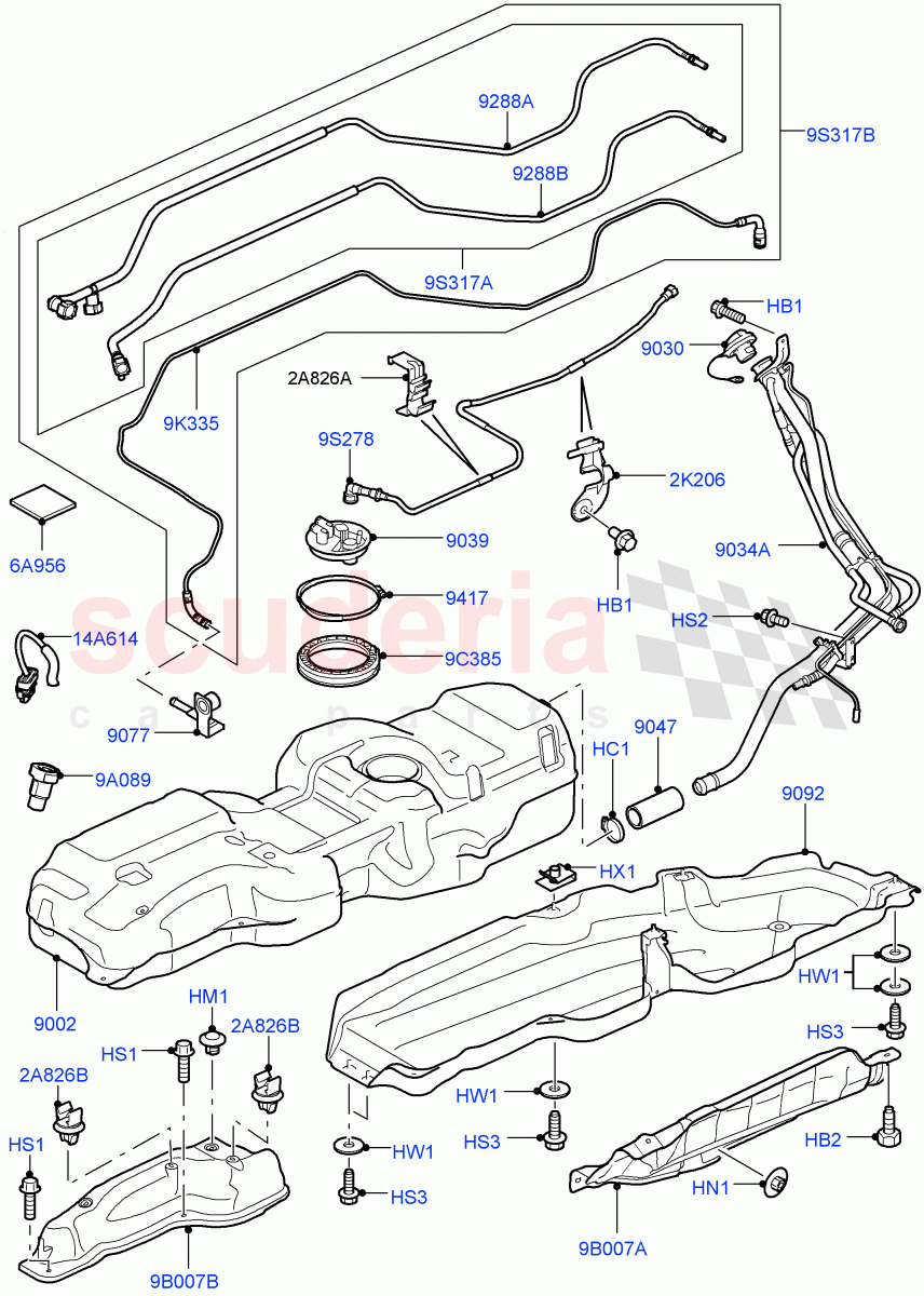 Fuel Tank & Related Parts (This Section Refers To TSB LTB00280, Vehicles Fitted With 10MY Fuel Tank, With 2 Vent Pipes) (Lion Diesel 2.7 V6 (140KW)) of Land Rover Land Rover Range Rover Sport (2005-2009) [2.7 Diesel V6]