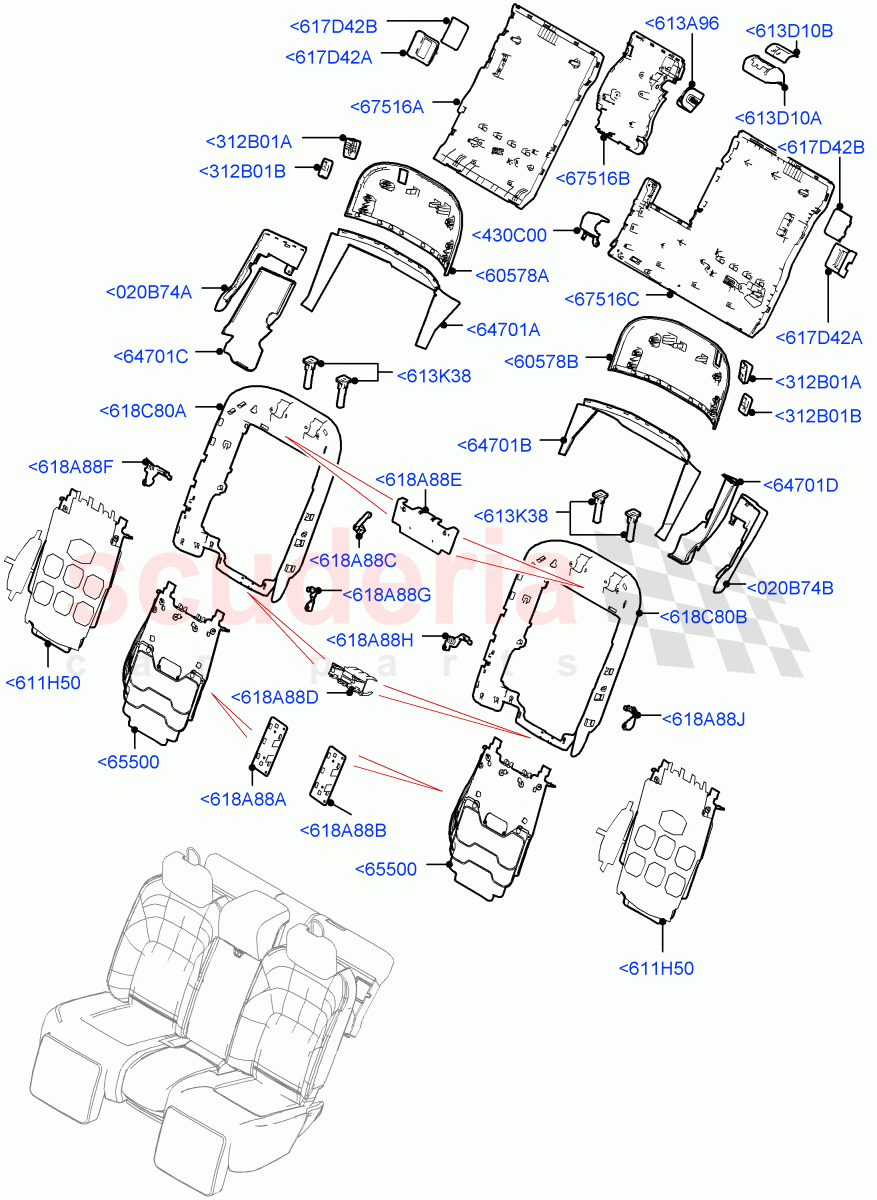 Rear Seat Back(Semi Aniline Leather Perf,40/20/40 Super Slouch Rear Seat)((V)FROMJA000001) of Land Rover Land Rover Range Rover (2012-2021) [4.4 DOHC Diesel V8 DITC]