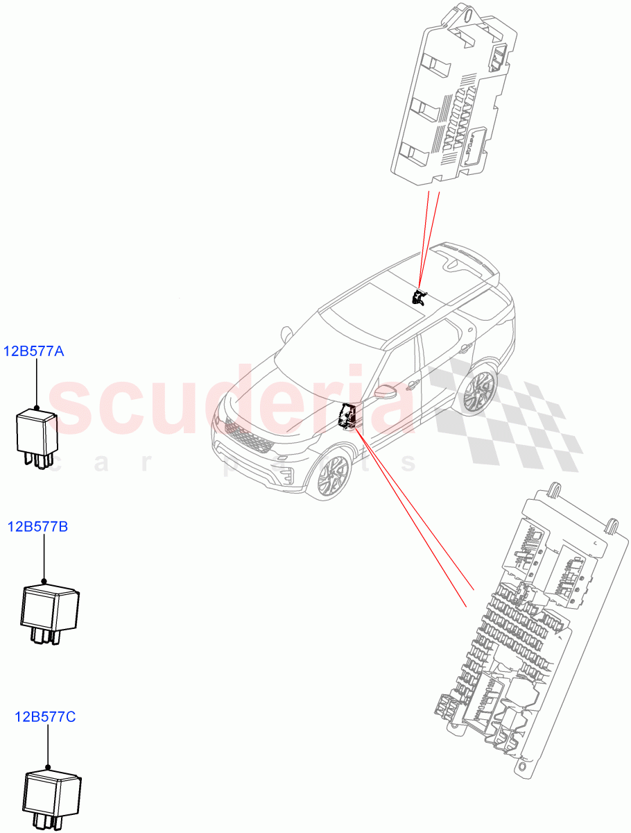 Relays(Nitra Plant Build)((V)FROMK2000001) of Land Rover Land Rover Discovery 5 (2017+) [3.0 DOHC GDI SC V6 Petrol]