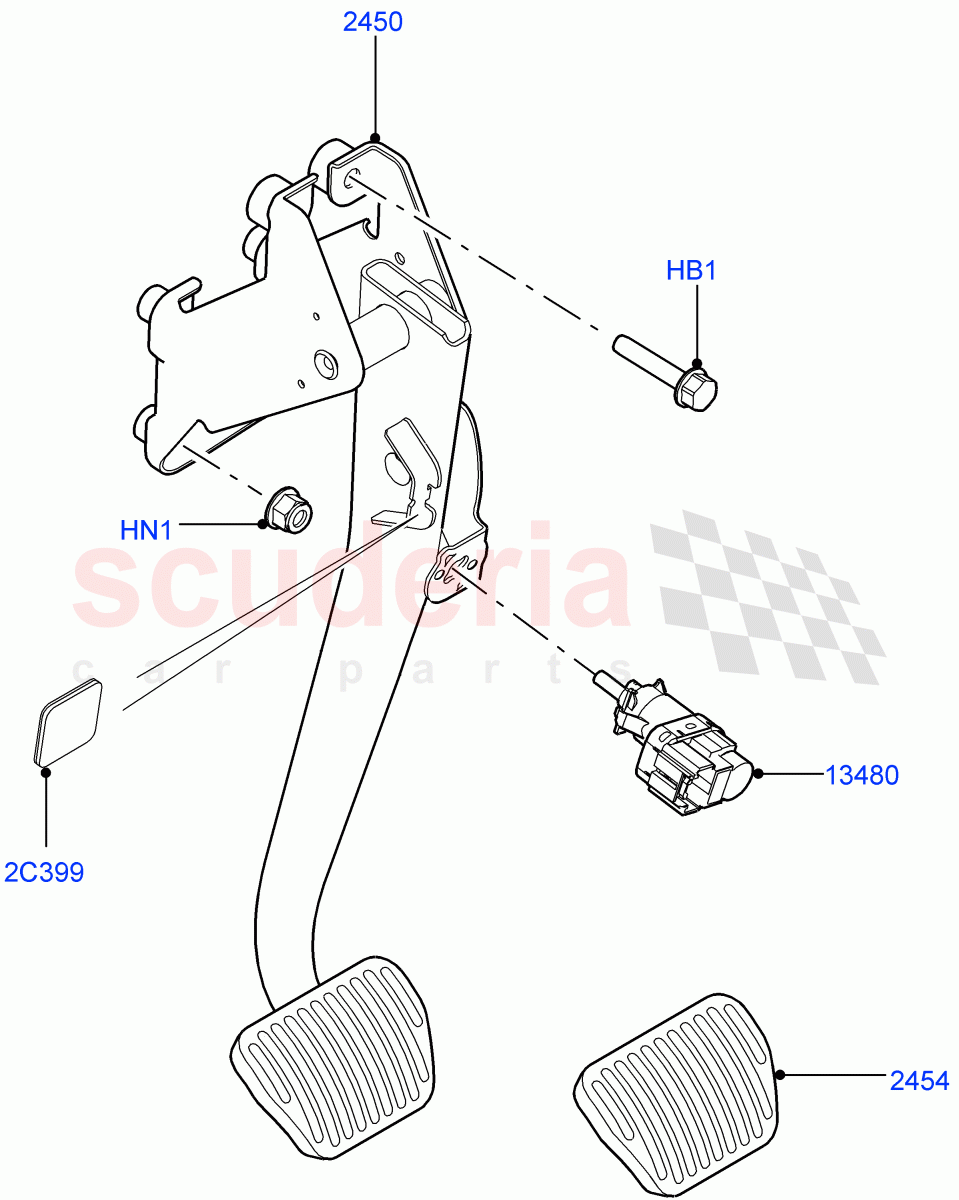 Brake And Clutch Controls(4.4L DOHC DITC V8 Diesel,8 Speed Auto Trans ZF 8HP70 4WD,3.0 V6 Diesel,2.0L I4 DSL HIGH DOHC AJ200,3.0L AJ20D6 Diesel High,8 Speed Auto Trans ZF 8HP76) of Land Rover Land Rover Range Rover Sport (2014+) [3.0 Diesel 24V DOHC TC]