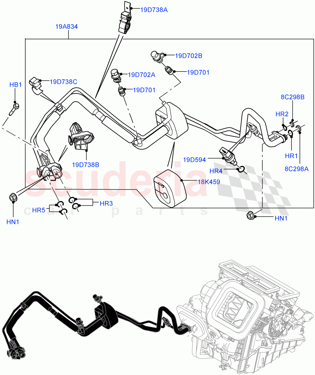 Air Conditioning System(Halewood (UK),Less Chiller Unit,Air Conditioning Refrigerant-R134A)((V)TOFH999999) of Land Rover Land Rover Discovery Sport (2015+) [2.0 Turbo Petrol AJ200P]