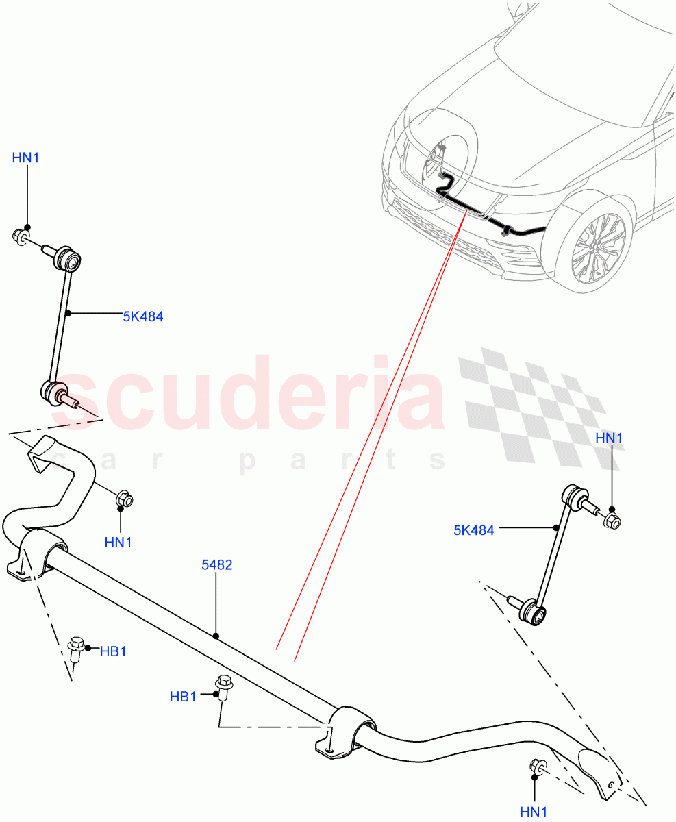 Front Cross Member & Stabilizer Bar(Conventional Stabilizer Bar) of Land Rover Land Rover Range Rover Velar (2017+) [2.0 Turbo Diesel]