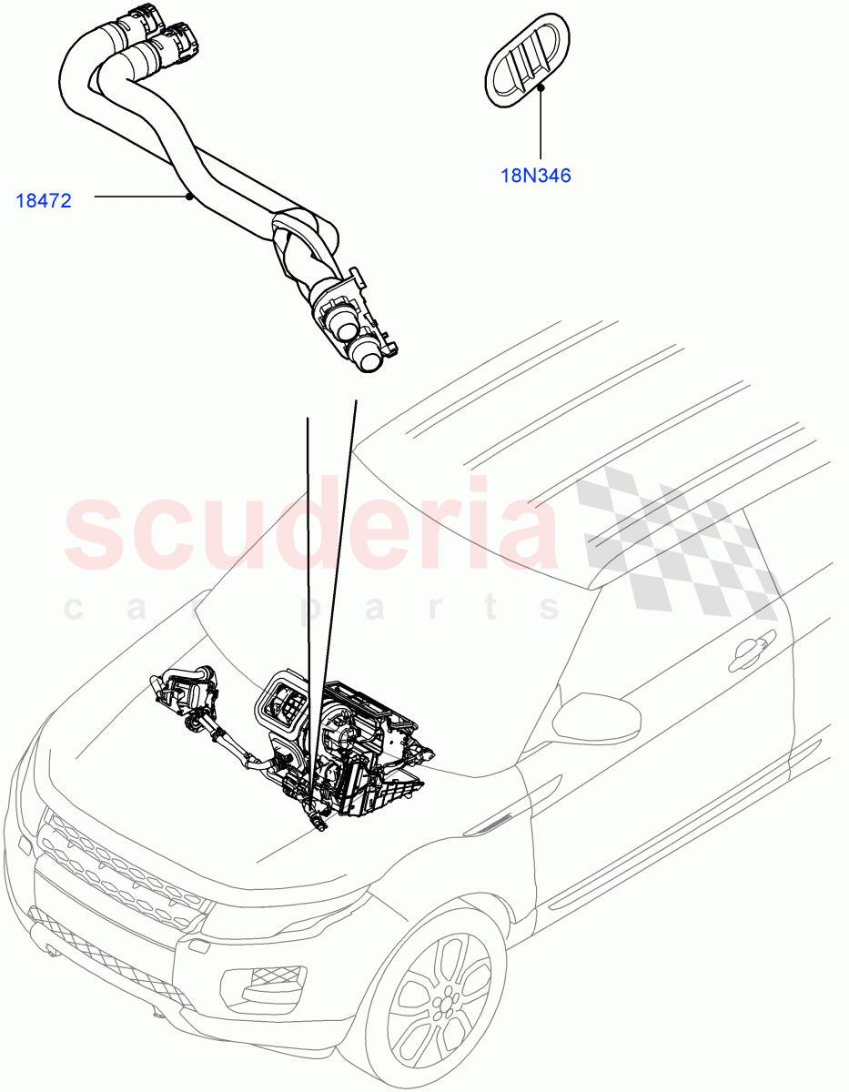 Heater Hoses(2.0L 16V TIVCT T/C 240PS Petrol,Itatiaia (Brazil),2.0L I4 DSL MID DOHC AJ200,2.0L I4 DSL HIGH DOHC AJ200)((V)FROMGT000001) of Land Rover Land Rover Range Rover Evoque (2012-2018) [2.0 Turbo Petrol AJ200P]