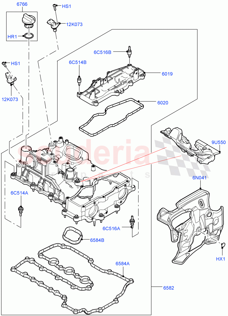Cylinder Head Cover (1.5L AJ20P3 Petrol High PHEV, Changsu (China), 1.5L AJ20P3 Petrol High) of Land Rover Land Rover Discovery Sport (2015+) [1.5 I3 Turbo Petrol AJ20P3]