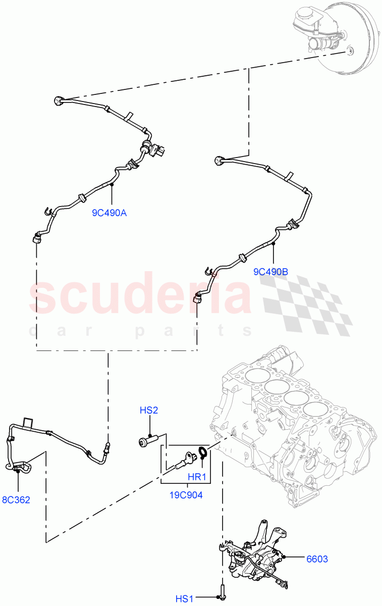 Vacuum Control And Air Injection (2.0L I4 High DOHC AJ200 Petrol, RHD, 2.0L I4 Mid DOHC AJ200 Petrol) ((V) FROMJH000001) of Land Rover Land Rover Discovery Sport (2015+) [2.0 Turbo Petrol AJ200P]