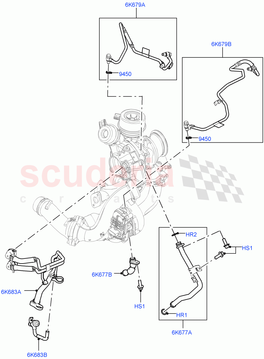 Turbocharger(Lubrication And Cooling)(2.0L AJ20D4 Diesel High PTA,Halewood (UK)) of Land Rover Land Rover Discovery Sport (2015+) [2.0 Turbo Diesel]