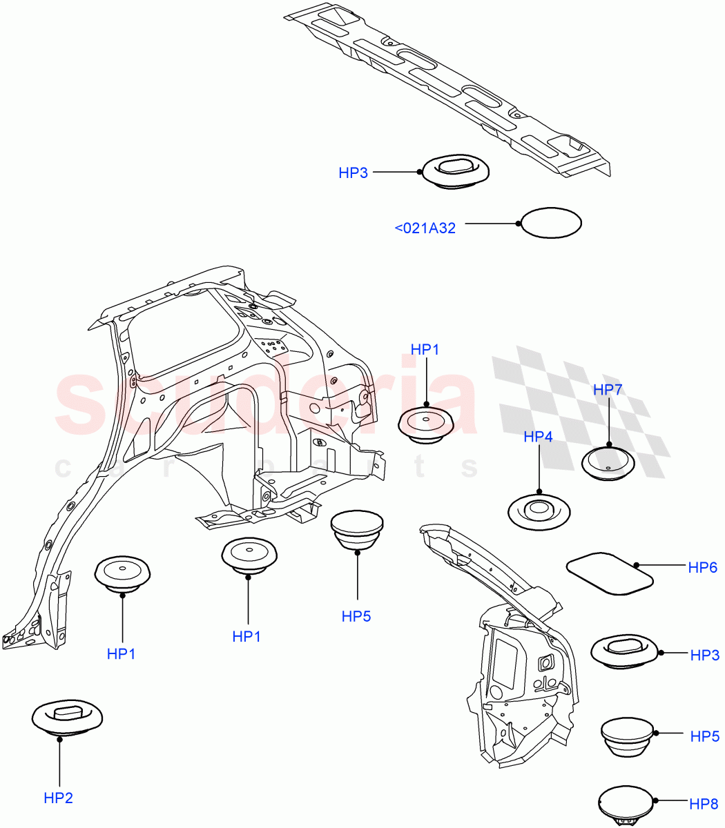 Plugs - Body (Rear) ((V) TO9A999999) of Land Rover Land Rover Range Rover Sport (2005-2009) [3.6 V8 32V DOHC EFI Diesel]