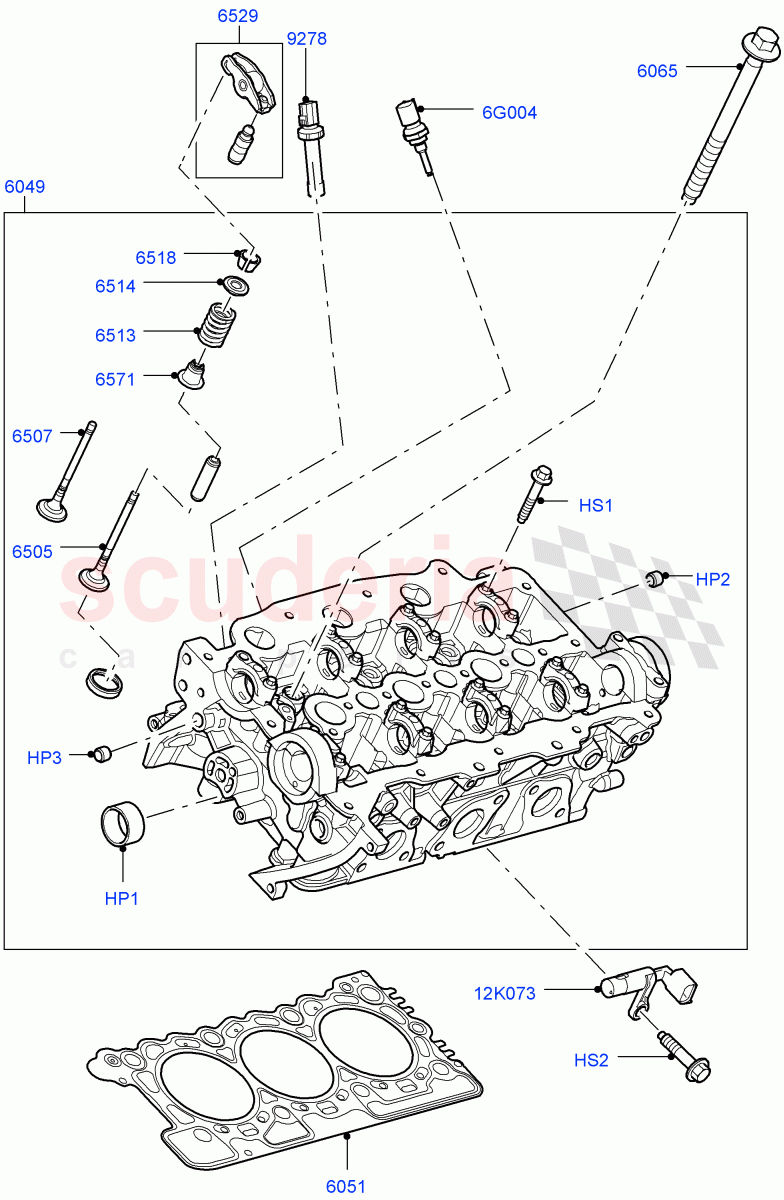 Cylinder Head (Nitra Plant Build) (3.0 V6 D Low MT ROW, 3.0 V6 D Gen2 Mono Turbo, 3.0 V6 D Gen2 Twin Turbo) ((V) FROMK2000001) of Land Rover Land Rover Discovery 5 (2017+) [3.0 Diesel 24V DOHC TC]