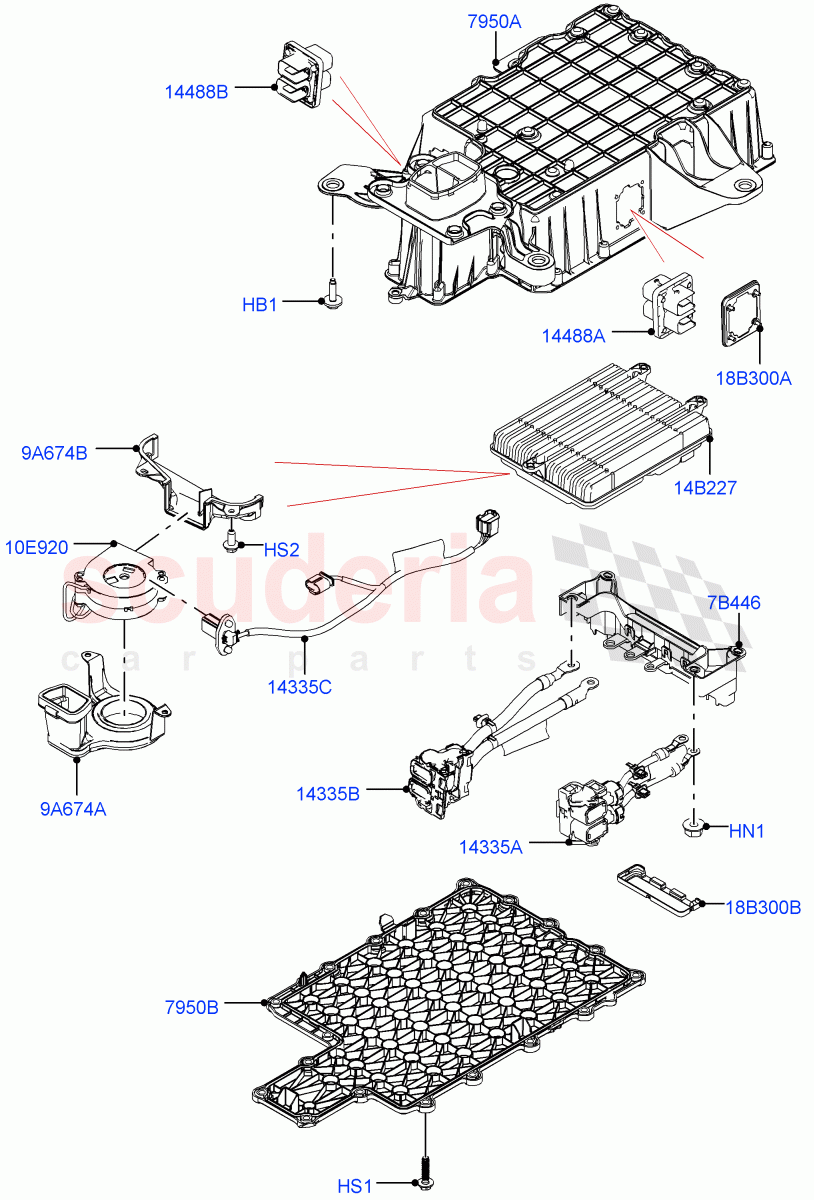 Hybrid Electrical Modules(Nitra Plant Build, MHEV Converter, Cooling Duct And Fans)(Electric Engine Battery-MHEV)((V)FROMM2000001) of Land Rover Land Rover Discovery 5 (2017+) [3.0 I6 Turbo Petrol AJ20P6]