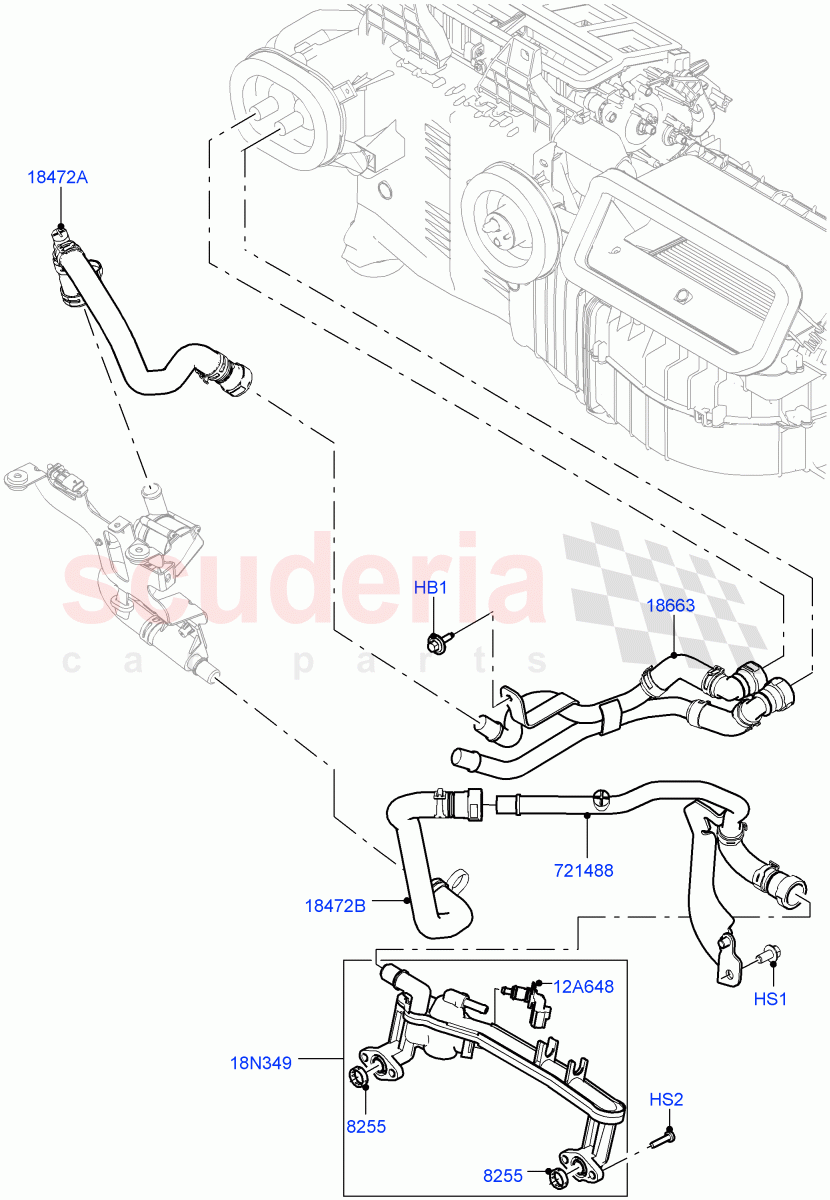 Heater Hoses(5.0L P AJ133 DOHC CDA S/C Enhanced,Electric Auxiliary Coolant Pump,5.0 Petrol AJ133 DOHC CDA)((V)FROMJA000001) of Land Rover Land Rover Range Rover Sport (2014+) [2.0 Turbo Petrol AJ200P]