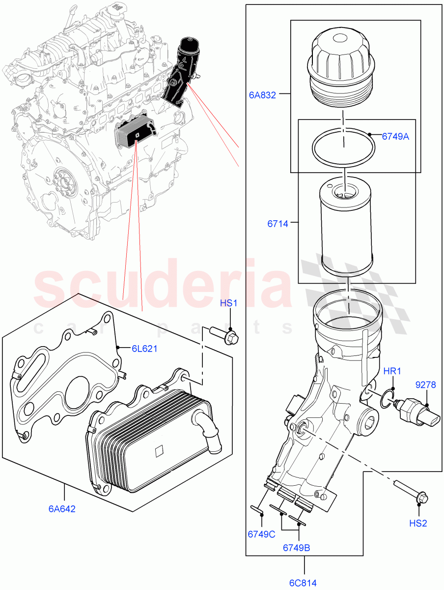 Oil Cooler And Filter (2.0L AJ21D4 Diesel Mid, Halewood (UK)) ((V) FROMMH000001) of Land Rover Land Rover Discovery Sport (2015+) [2.0 Turbo Diesel AJ21D4]