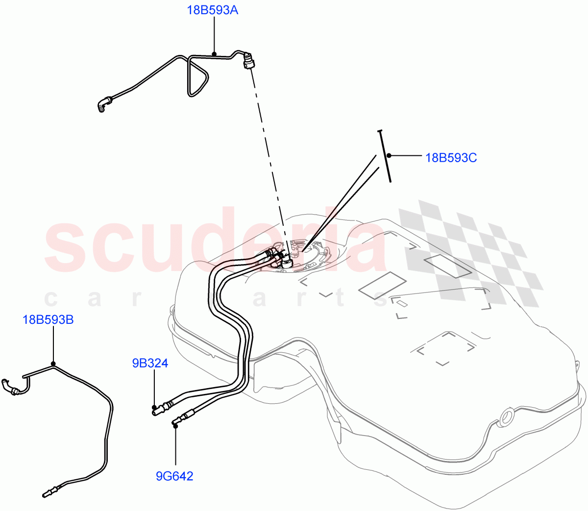 Fuel Lines (Rear) (2.2L CR DI 16V Diesel) of Land Rover Land Rover Discovery Sport (2015+) [2.2 Single Turbo Diesel]