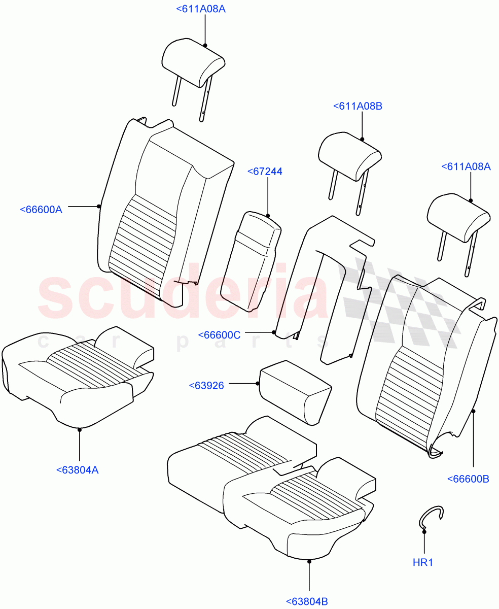 Rear Seat Covers(Grained Cloth,Halewood (UK),60/40 Load Through With Slide)((V)TOKH999999) of Land Rover Land Rover Discovery Sport (2015+) [1.5 I3 Turbo Petrol AJ20P3]