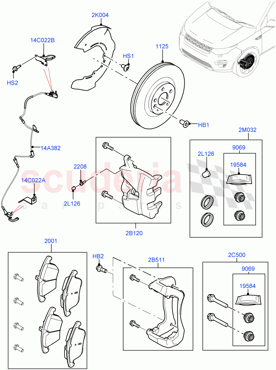 Front Brake Discs And Calipers(Itatiaia (Brazil),Disc And Caliper Size-Frt 18/RR 16,Disc And Caliper Size-Frt 18/RR 17,Front Disc And Caliper Size 18)((V)FROMJT000001) of Land Rover Land Rover Discovery Sport (2015+) [2.0 Turbo Petrol AJ200P]