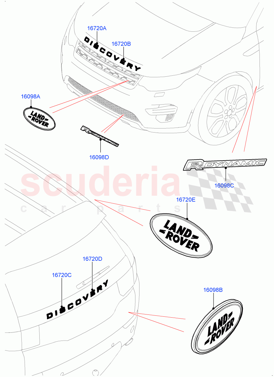 Name Plates(Halewood (UK)) of Land Rover Land Rover Discovery Sport (2015+) [2.0 Turbo Diesel AJ21D4]