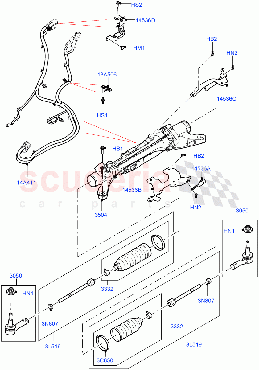 Steering Gear (Front) (LHD) of Land Rover Land Rover Range Rover (2022+) [3.0 I6 Turbo Diesel AJ20D6]