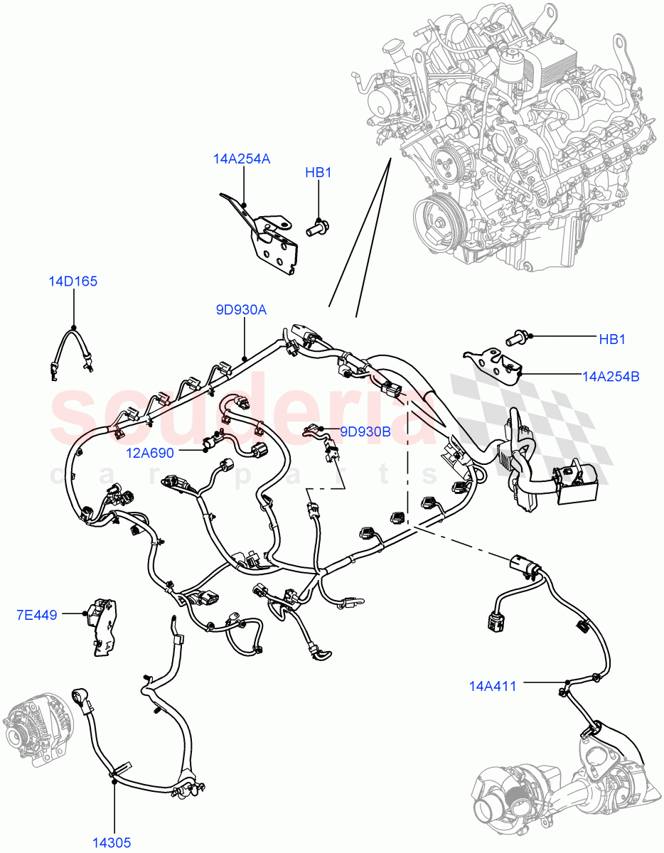 Electrical Wiring - Engine And Dash (4.4L DOHC DITC V8 Diesel) of Land Rover Land Rover Range Rover (2012-2021) [5.0 OHC SGDI SC V8 Petrol]