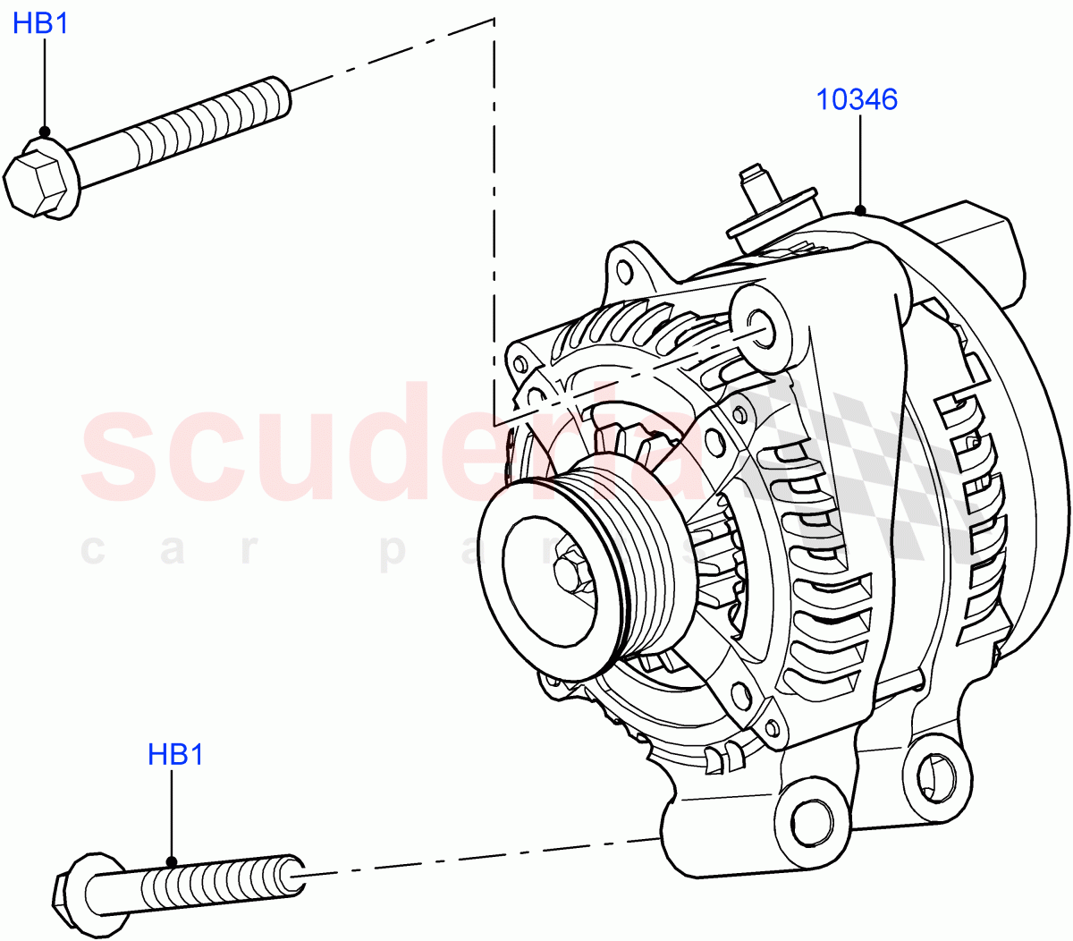 Alternator And Mountings(3.0L DOHC GDI SC V6 PETROL,5.0L P AJ133 DOHC CDA S/C Enhanced) of Land Rover Land Rover Range Rover Velar (2017+) [2.0 Turbo Petrol AJ200P]