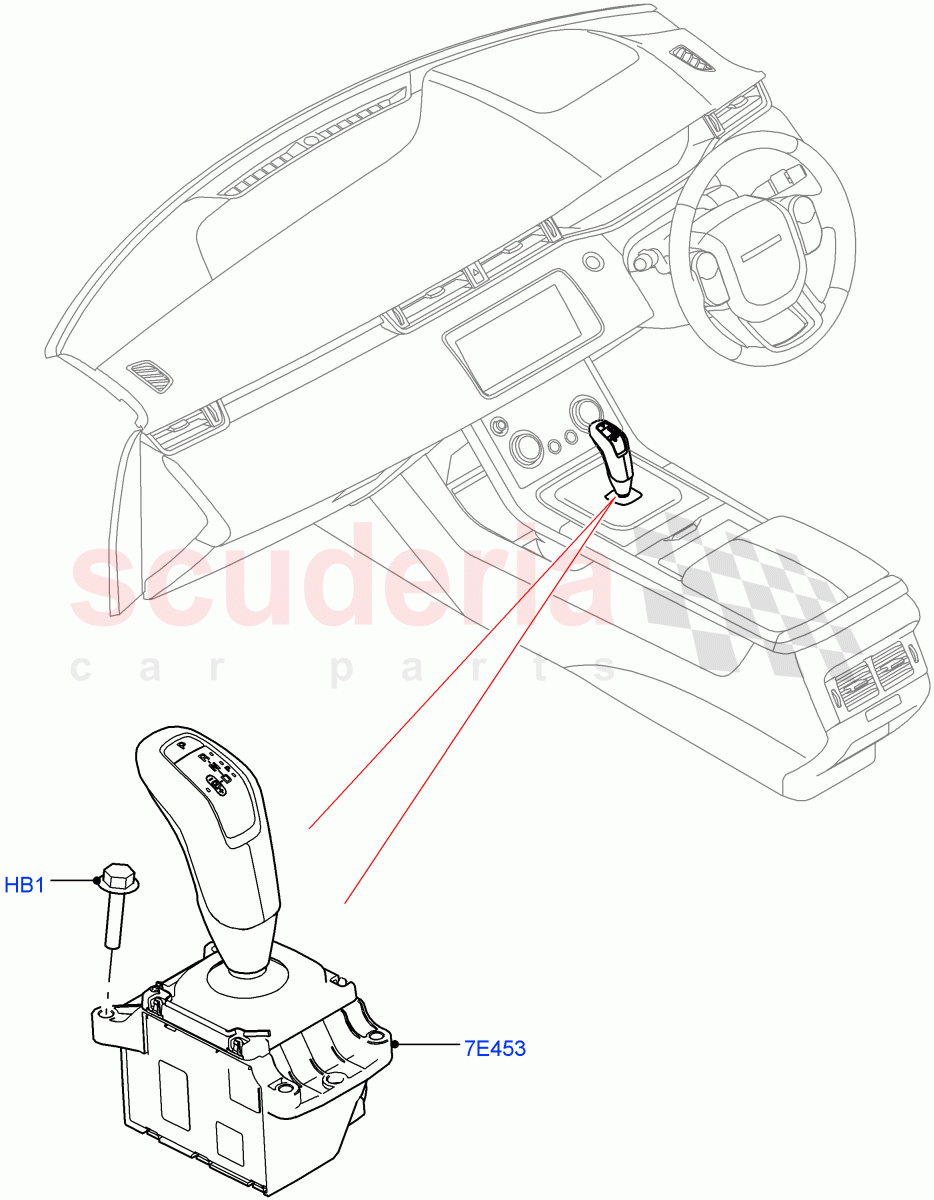 Gear Change-Automatic Transmission (Floor Console) (9 Speed Auto Trans 9HP50, Changsu (China)) ((V) FROMKG006088) of Land Rover Land Rover Range Rover Evoque (2019+) [2.0 Turbo Petrol AJ200P]