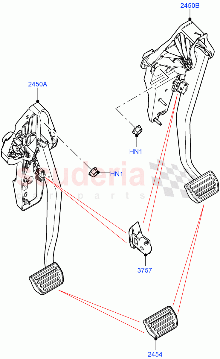 Brake And Clutch Controls (9 Speed Auto Trans 9HP50, Halewood (UK)) ((V) FROMMH000001) of Land Rover Land Rover Range Rover Evoque (2019+) [2.0 Turbo Diesel AJ21D4]