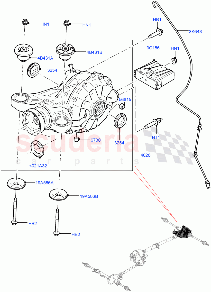 Rear Axle(2.0L 16V TIVCT T/C 240PS Petrol,Rear Axle Open Style Differential)((V)TOGA999999) of Land Rover Land Rover Range Rover (2012-2021) [3.0 DOHC GDI SC V6 Petrol]