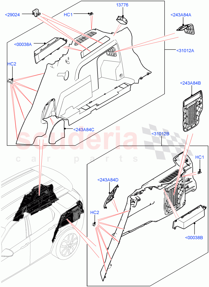 Side Trim(Luggage Compartment)(Itatiaia (Brazil),With 60/40 Split - Folding Rr Seat,Less Chiller Unit)((V)FROMGT000001) of Land Rover Land Rover Discovery Sport (2015+) [2.0 Turbo Diesel]