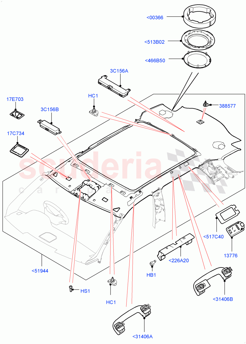 Headlining And Sun Visors(With Roof Conversion-Panorama Roof,Itatiaia (Brazil))((V)FROMGT000001) of Land Rover Land Rover Discovery Sport (2015+) [2.0 Turbo Diesel]