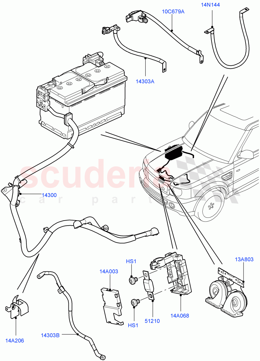 Battery Cables And Horn ((V) FROMAA000001) of Land Rover Land Rover Range Rover Sport (2010-2013) [5.0 OHC SGDI NA V8 Petrol]