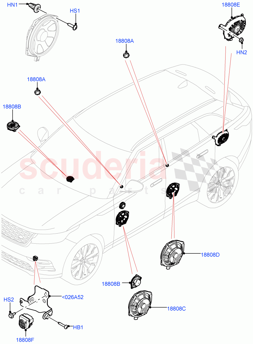 Speakers(Hi Line Audio System - 600 W) of Land Rover Land Rover Range Rover Velar (2017+) [2.0 Turbo Diesel AJ21D4]