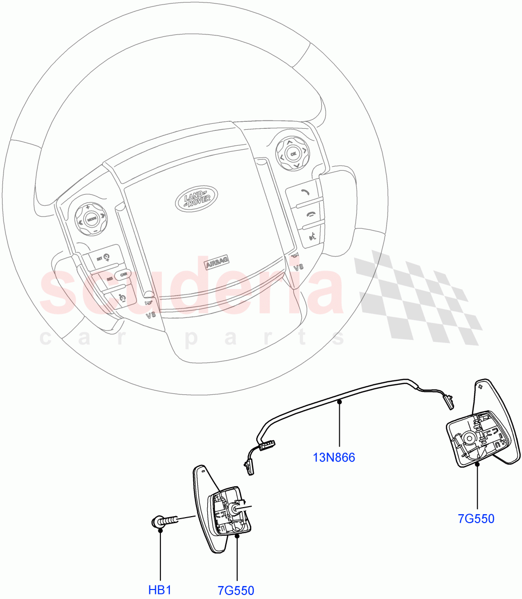 Gear Change-Automatic Transmission(Steering Wheel)(3.6L V8 32V DOHC EFi Diesel Lion,6 Speed Auto ZF 6HP26 Steptronic,Lion Diesel 2.7 V6 (140KW))((V)FROMAA000001) of Land Rover Land Rover Range Rover Sport (2010-2013) [3.6 V8 32V DOHC EFI Diesel]