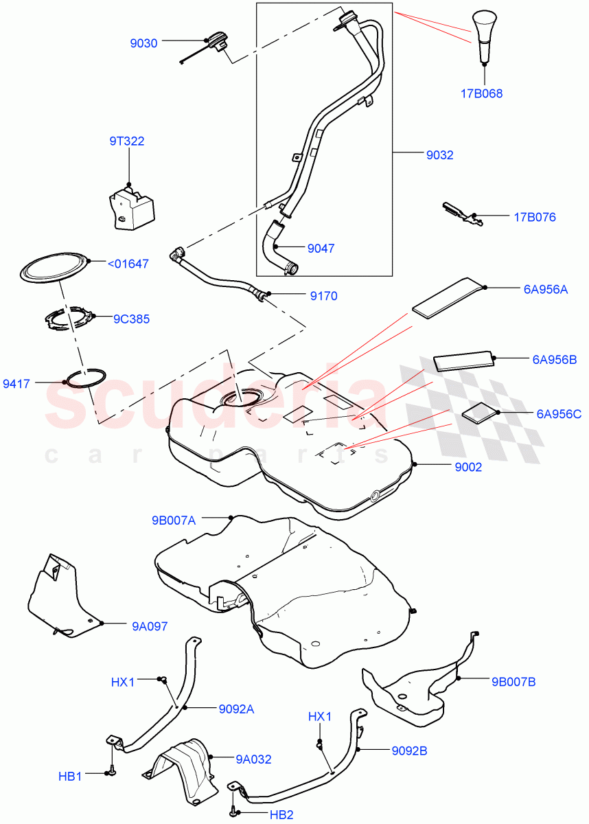 Fuel Tank & Related Parts (2.0L I4 DSL MID DOHC AJ200, With Diesel Exh Fluid Emission Tank, 2.0L I4 DSL HIGH DOHC AJ200) ((V) FROMGH000001) of Land Rover Land Rover Discovery Sport (2015+) [2.0 Turbo Diesel]