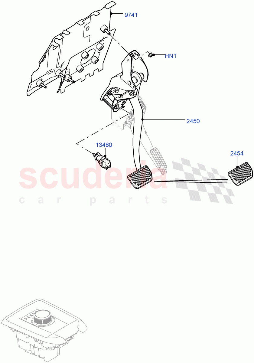 Brake And Clutch Controls(9 Speed Auto Trans 9HP50,Changsu (China),9 Speed Auto AWD)((V)FROMFG000001,(V)TOMG140568) of Land Rover Land Rover Discovery Sport (2015+) [2.0 Turbo Petrol AJ200P]