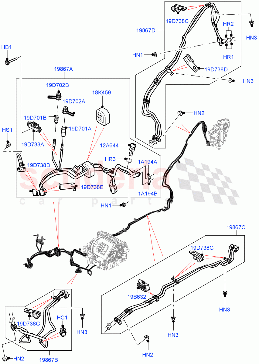 Air Conditioning System (Halewood (UK), Climate Control - Chiller Unit, Air Conditioning Refrigerant-R134A, Less Electric Engine Battery, Electric Engine Battery-MHEV) ((V) FROMLH000001) of Land Rover Land Rover Discovery Sport (2015+) [2.0 Turbo Petrol GTDI]