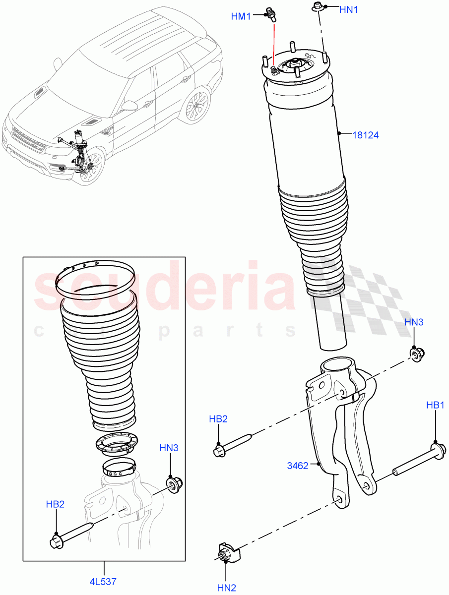 Front Suspension Struts And Springs(Version - Core,With Four Corner Air Suspension,Non SVR,Electronic Air Suspension With ACE) of Land Rover Land Rover Range Rover Sport (2014+) [2.0 Turbo Diesel]