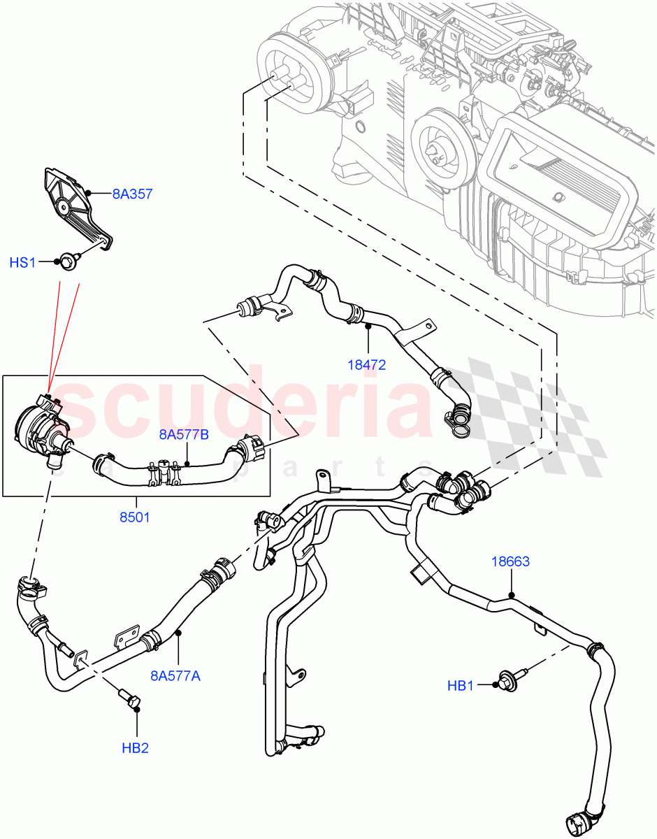 Heater Hoses(Front)(3.0L AJ20P6 Petrol High,Less Heater,Premium Air Conditioning-Front/Rear,With Ptc Heater)((V)FROMKA000001) of Land Rover Land Rover Range Rover Sport (2014+) [3.0 I6 Turbo Petrol AJ20P6]