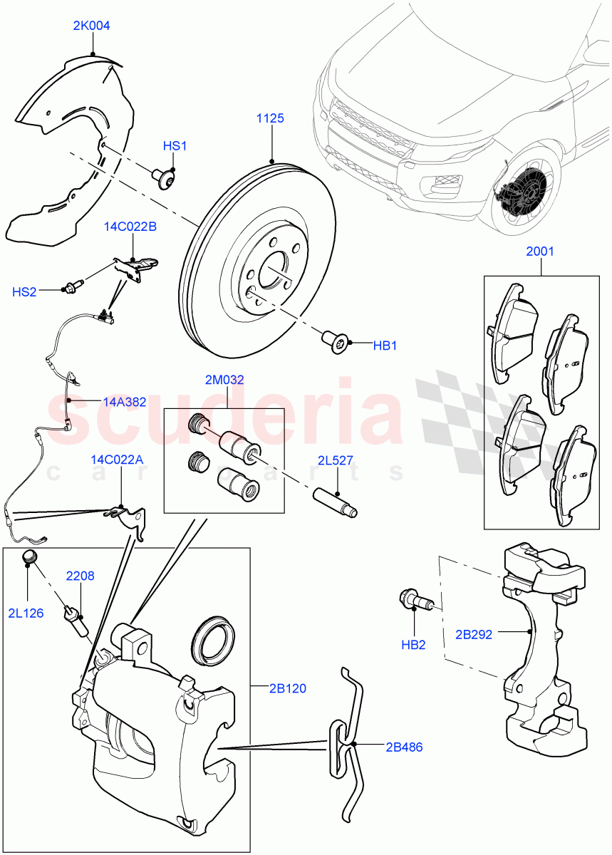 Front Brake Discs And Calipers (Changsu (China), Front Disc And Caliper Size 17) ((V) FROMGG134738) of Land Rover Land Rover Range Rover Evoque (2012-2018) [2.0 Turbo Petrol GTDI]