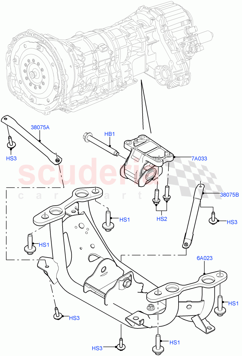 Transmission Mounting (3.0 V6 D Gen2 Twin Turbo, 3.0 V6 D Low MT ROW, 3.0 V6 D Gen2 Mono Turbo) ((V) FROMJA000001) of Land Rover Land Rover Range Rover Sport (2014+) [4.4 DOHC Diesel V8 DITC]