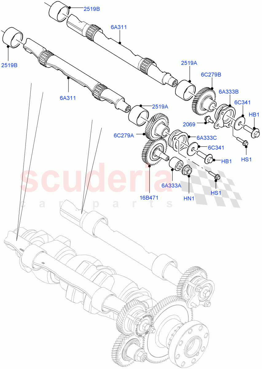 Balance Shafts And Drive (2.0L AJ20D4 Diesel Mid PTA, Halewood (UK), 2.0L AJ20D4 Diesel LF PTA, 2.0L AJ20D4 Diesel High PTA) of Land Rover Land Rover Range Rover Evoque (2019+) [2.0 Turbo Diesel]